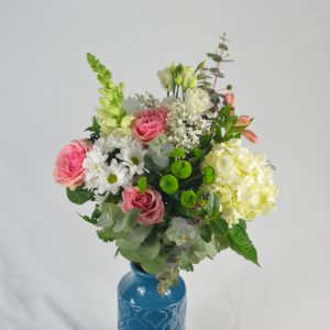Rosa y hortensia